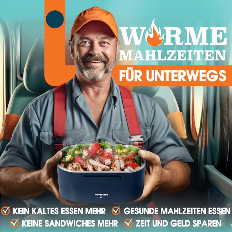 Elektrische Lunchbox 80W 1,5L - Warmhaltebox für Arbeit & Reisen