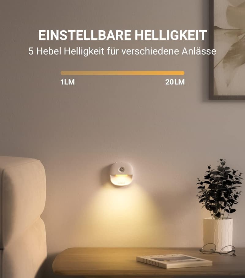 Bewegungsmelder Nachtlicht mit 3 Modi – Wiederaufladbar, 3er Set