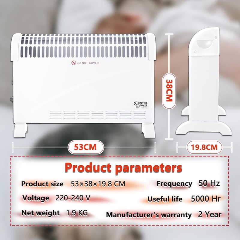 Elektrische Konvektor-Heizung 2000W – sicher und effizient