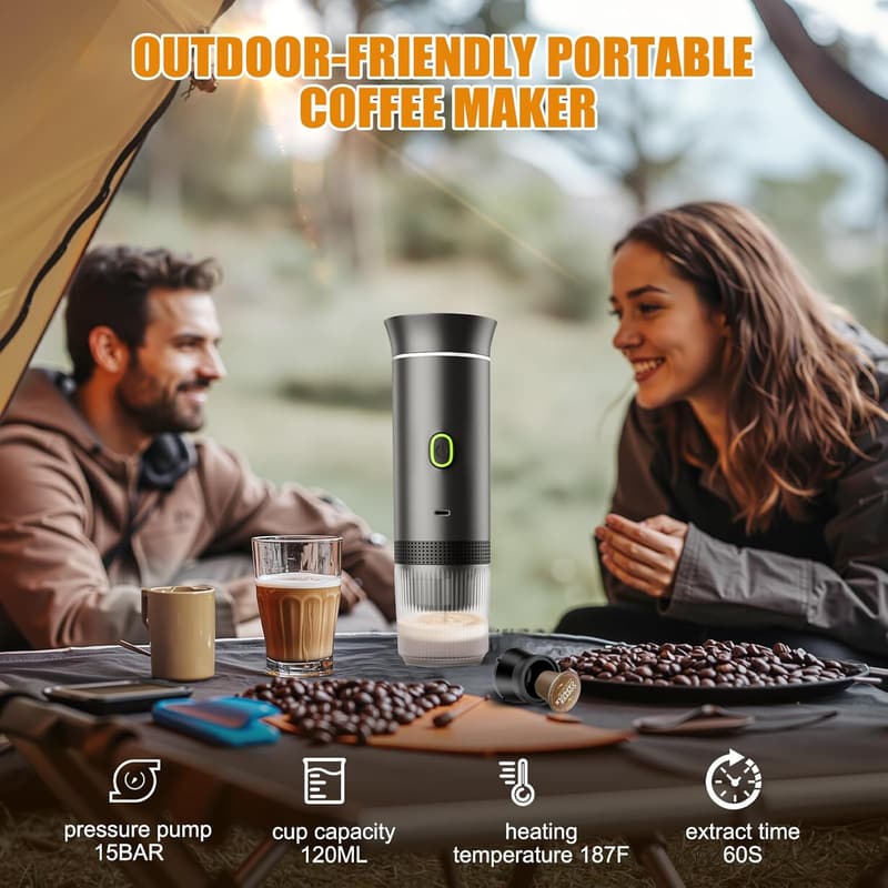 Tragbare 3-in-1 Kaffeemaschine für Reisen mit Akku, kompatibel mit Nespresso-Kapseln