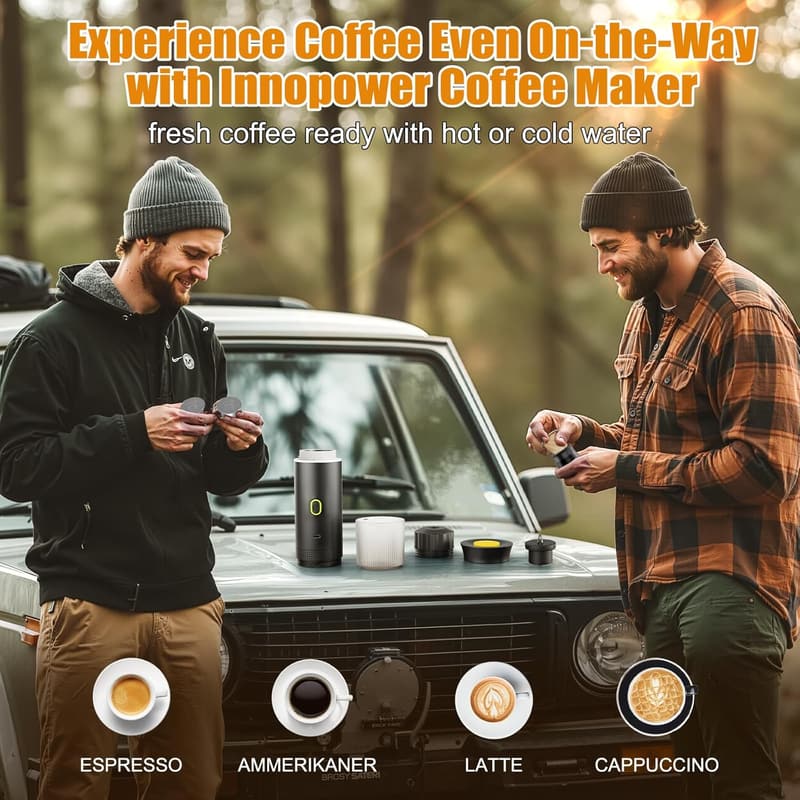 Tragbare 3-in-1 Kaffeemaschine für Reisen mit Akku, kompatibel mit Nespresso-Kapseln