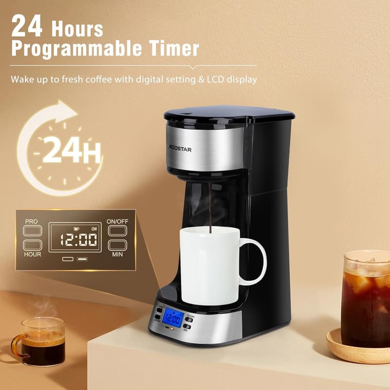 Aigostar Coffey - Tragbare 420 ml Kaffeemaschine mit 24h-Timer