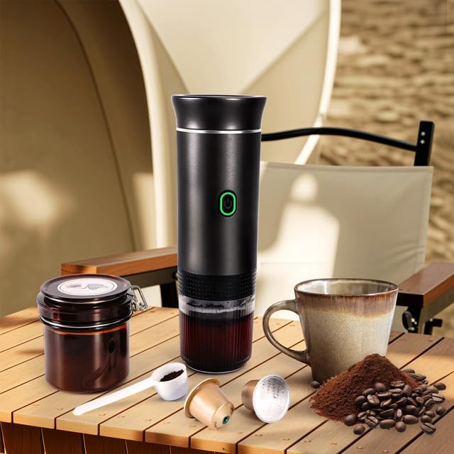 LAMA Tragbare Espressomaschine für Camping und Reisen, Schwarz