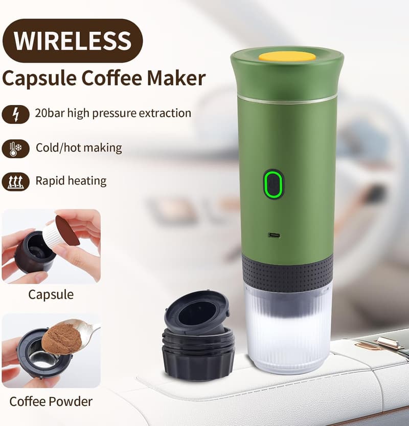Tragbare 3-in-1 Espressomaschine mit USB für Reisen und Camping
