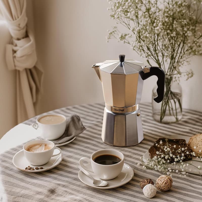 Italienischer Espressokocher aus Aluminium, 600 ml für 12 Tassen