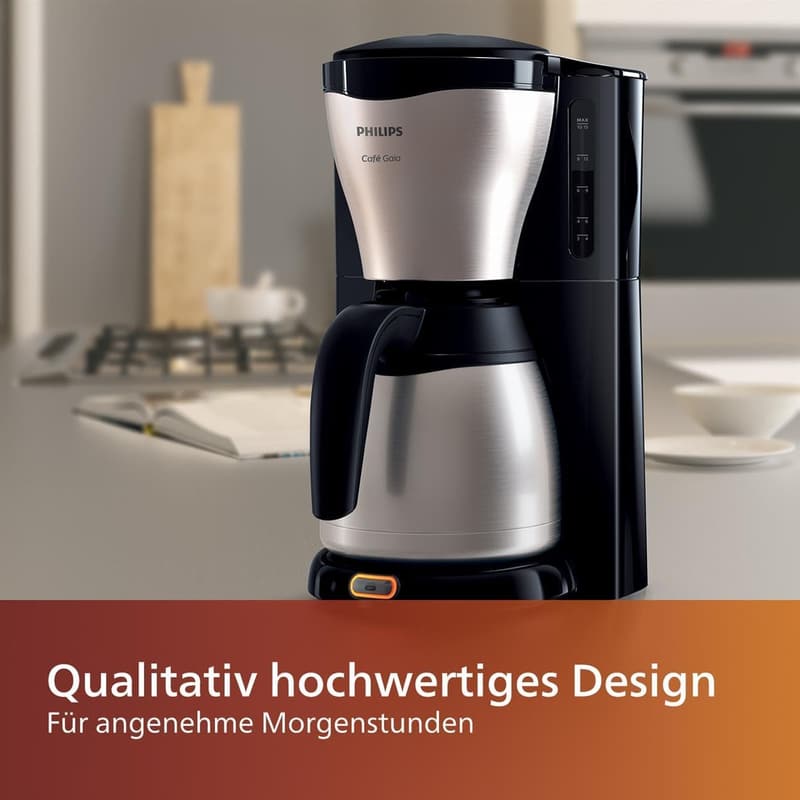 Philips Café Gaia Filterkaffeemaschine mit 1.300 ml Edelstahl-Thermoskanne