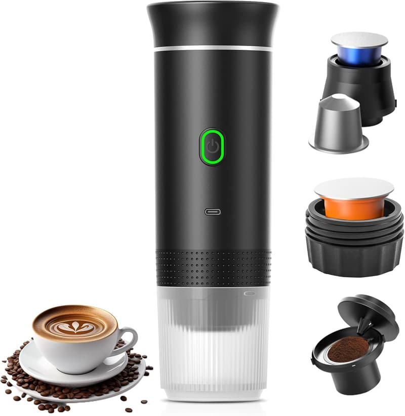 Portable Espressomaschine für Auto mit USB-C – Mini-Kaffeemaschine für Camping und Büro