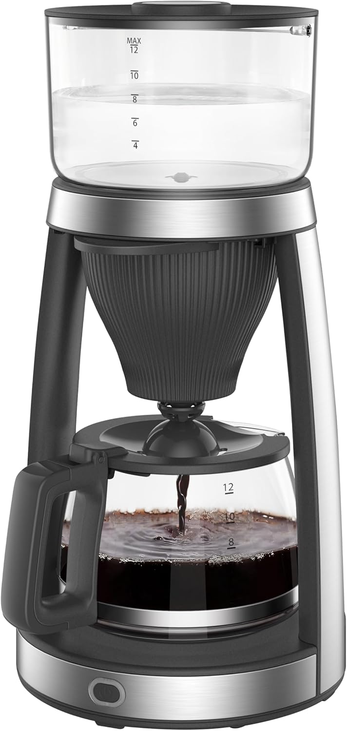 Filterkaffeemaschine mit Glaskanne – 12 Tassen, Edelstahl-Design, Aromafunktion