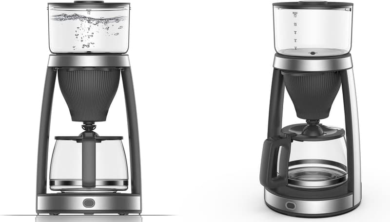 Filterkaffeemaschine mit Glaskanne – 12 Tassen, Edelstahl-Design, Aromafunktion