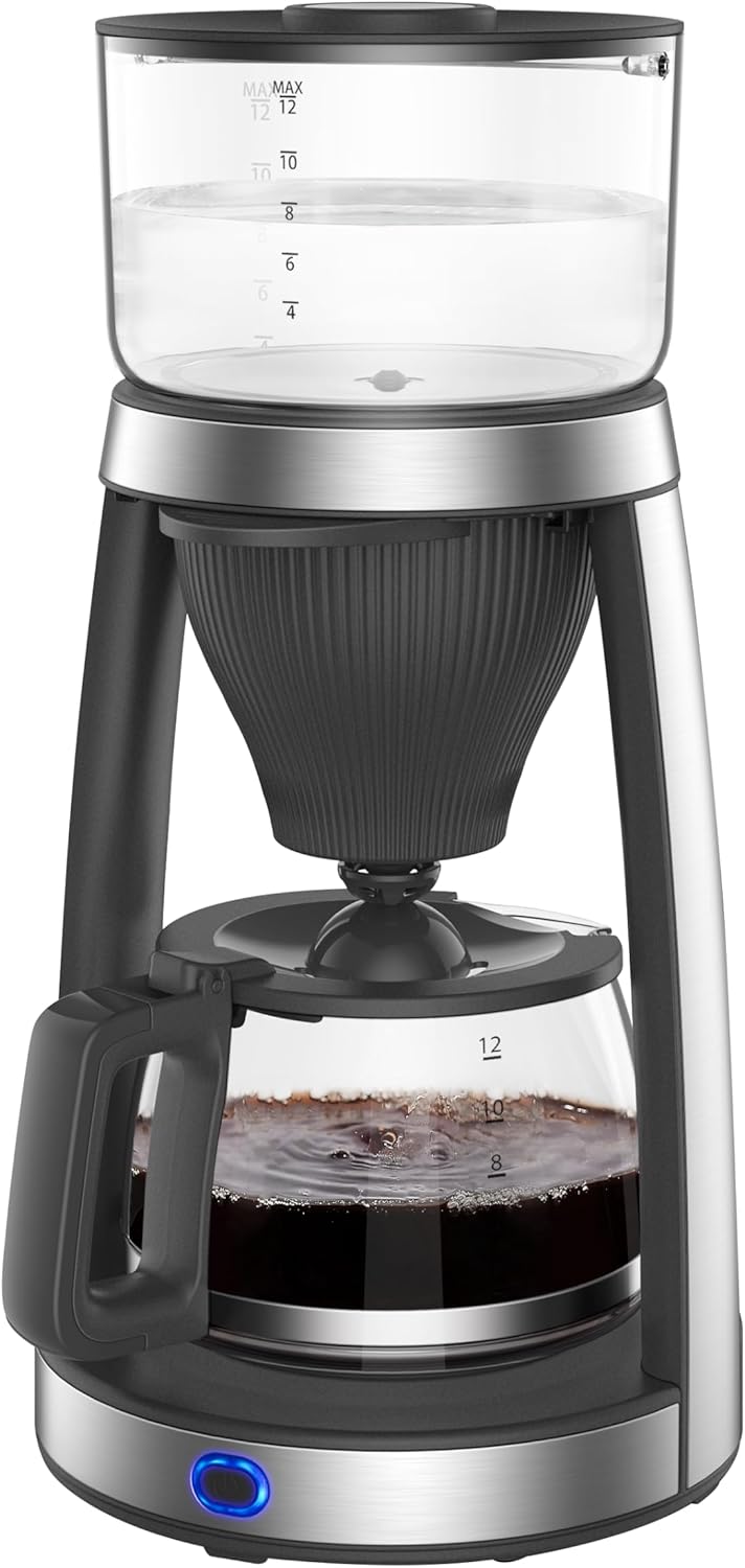 Filterkaffeemaschine mit Glaskanne – 12 Tassen, Edelstahl-Design, Aromafunktion