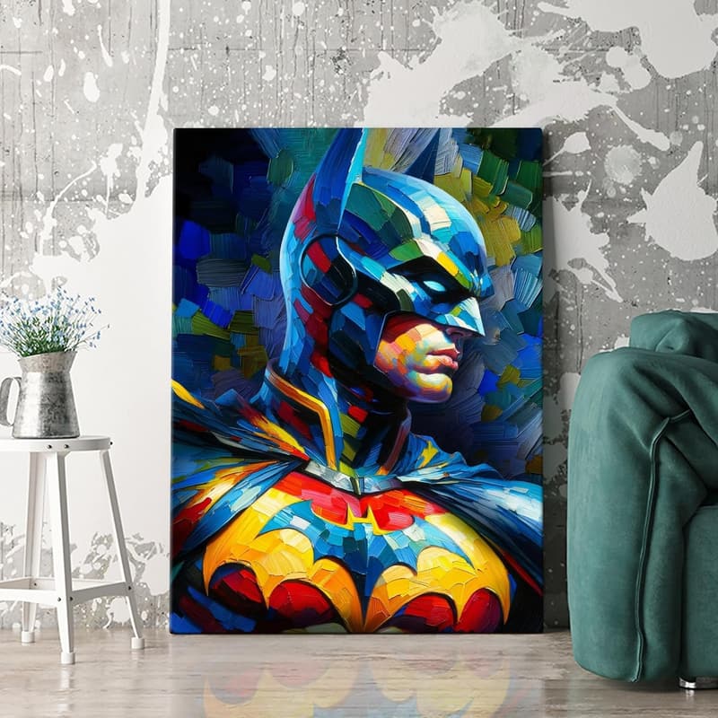 Batman Wandbild XXL – Buntes, modernes Leinwandbild für Wohnzimmer