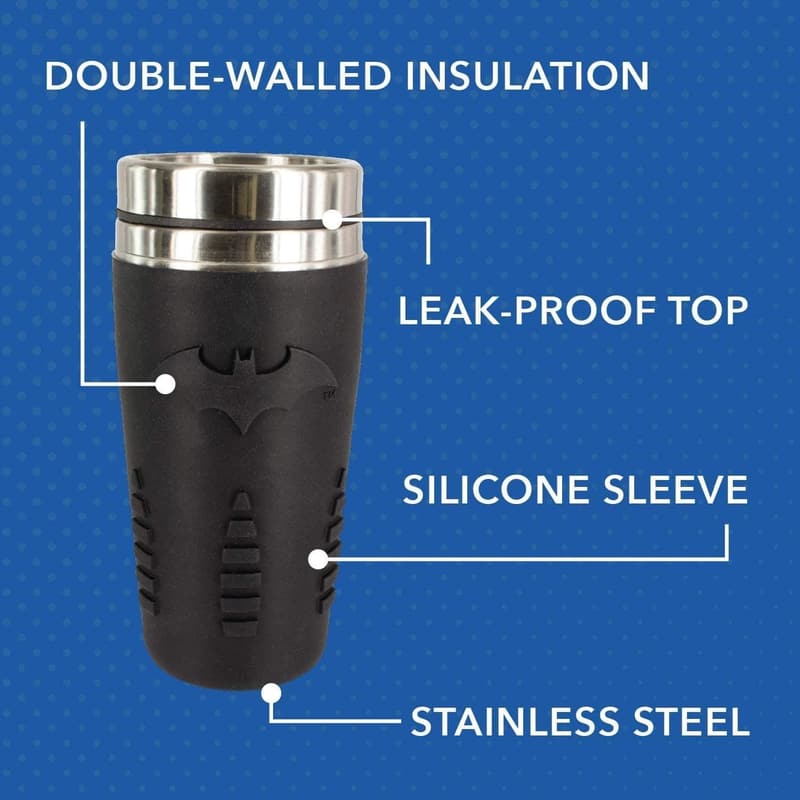 Batman Reisebecher – Wiederverwendbar, 450 ml, ideal für Kaffee & Tee