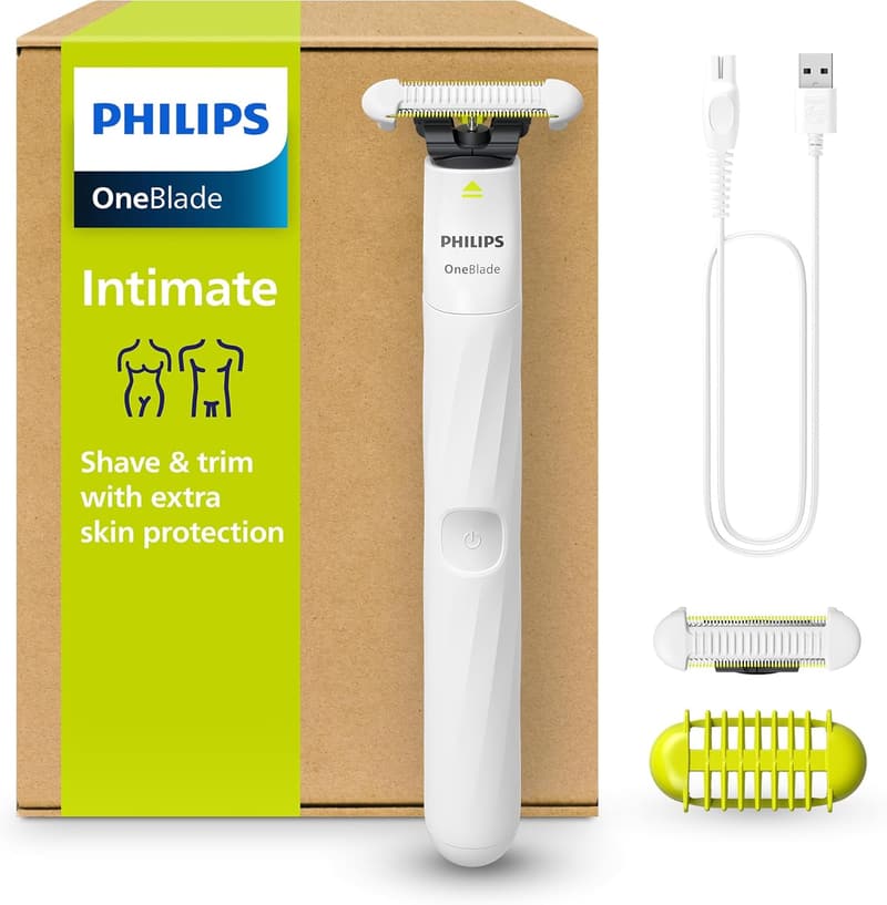 Philips OneBlade Intimate - Elektrischer Intimrasierer für Paare, mit extra Hautschutz und 2 SkinProtect Klingen