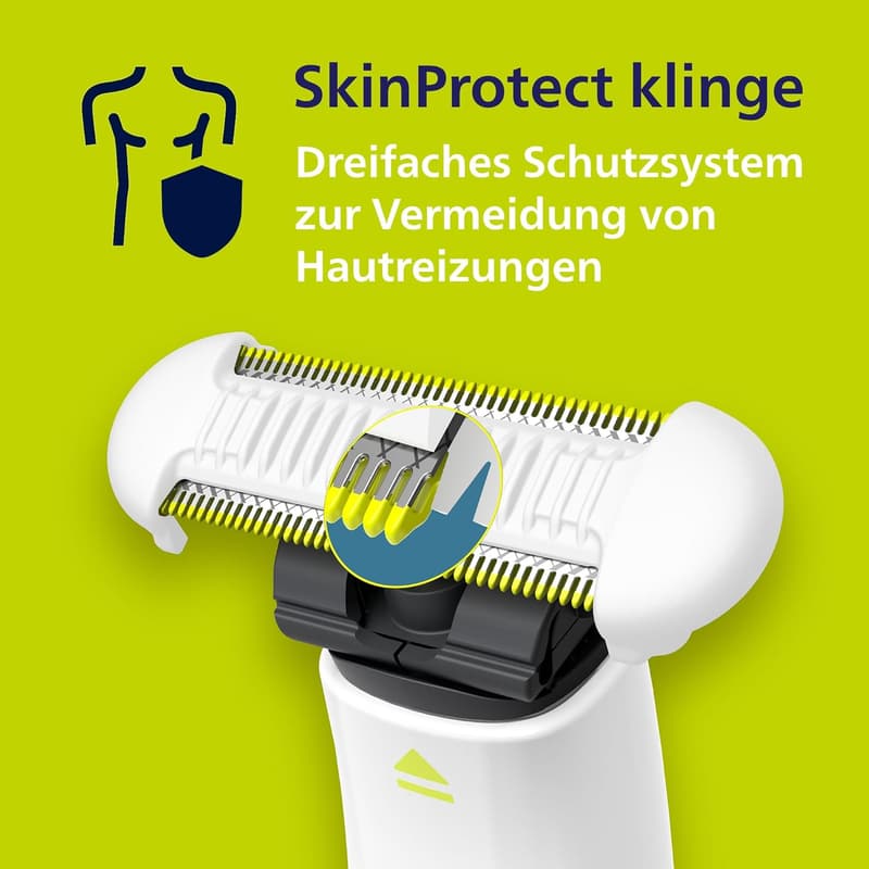 Philips OneBlade Intimate - Elektrischer Intimrasierer für Paare, mit extra Hautschutz und 2 SkinProtect Klingen