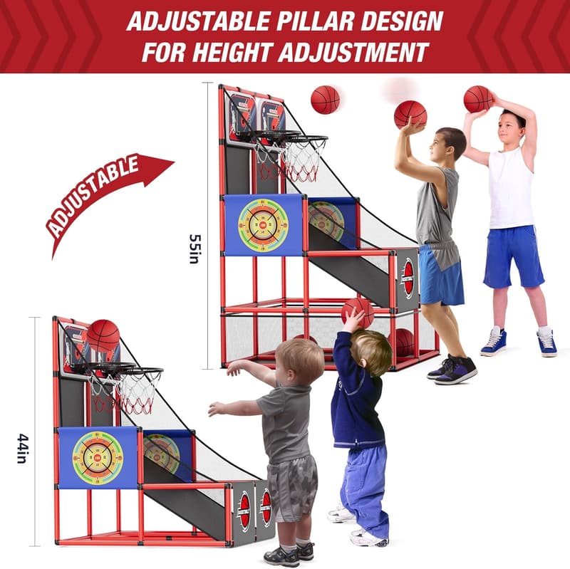 3 in 1 Basketball Arcade mit Dart Boards und LED Beleuchtung für Kinder