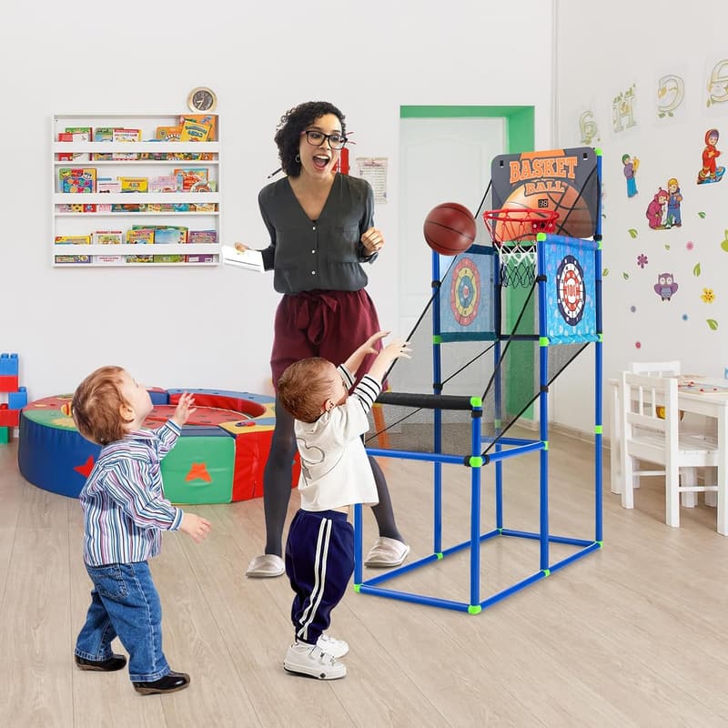 Arcade Basketballspielset mit Anzeigetafel und Soundeffekt, inkl. 2 Bälle und Pumpe