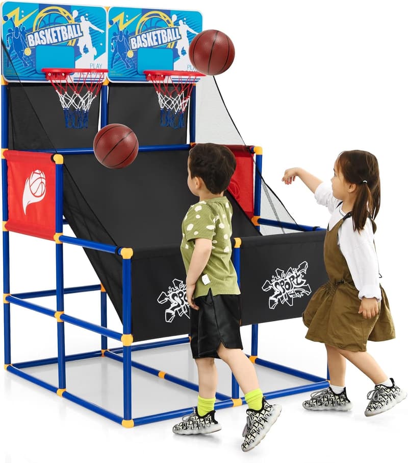 COSTWAY Basketballspielset für Kinder und Erwachsene, 140 cm hoch