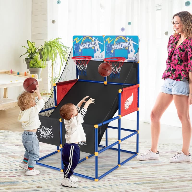 COSTWAY Basketballspielset für Kinder und Erwachsene, 140 cm hoch