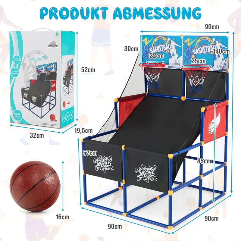 COSTWAY Basketballspielset für Kinder und Erwachsene, 140 cm hoch