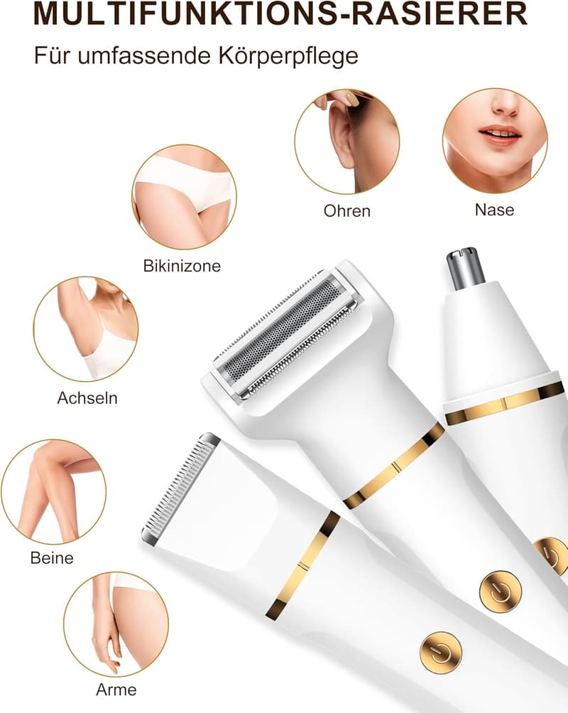 Wiederaufladbarer 3-in-1 Intimrasierer für Damen, wasserdicht