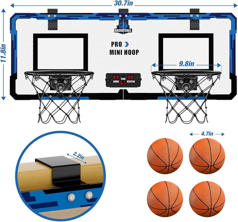 Mini Basketballkorb Set für Kinder – 2-Spieler Indoor/Outdoor, blau