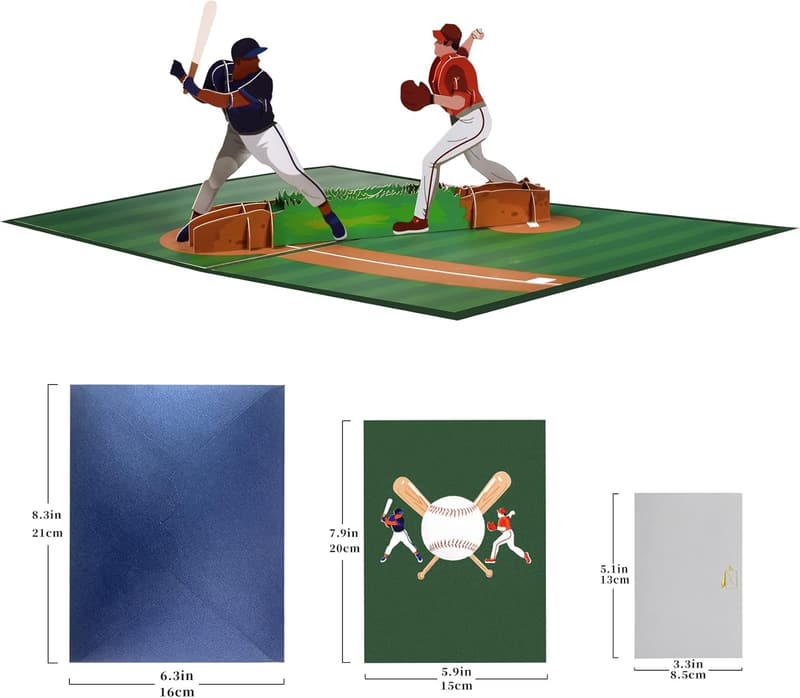 3D Pop-Up Karte Baseball für Männer – Vatertag & Geburtstagsgeschenk