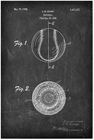 Baseball Patent Poster 30x20 cm - Schwarzweißes Sportdesign