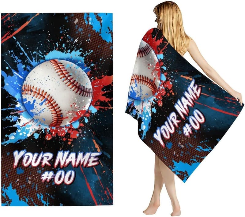 Personalisierbares Mikrofaser-Baseball Strandtuch – 80x160 cm für Kinder & Teenager