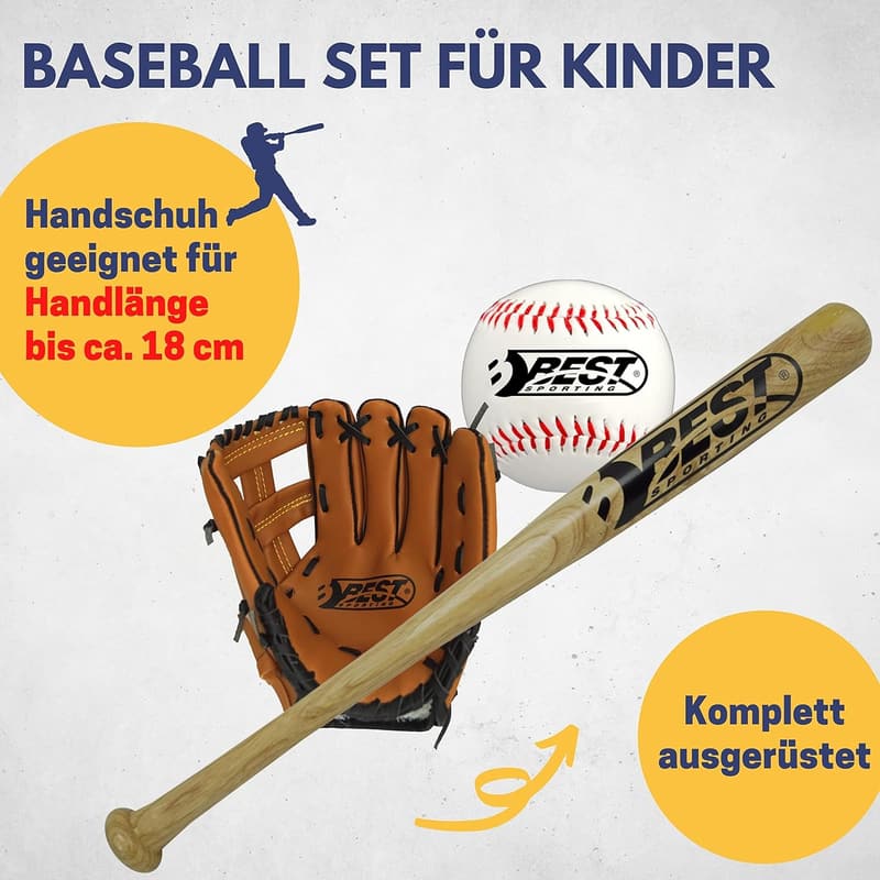 Baseball Set mit Schläger, Handschuh und Ball für Sportbegeisterte