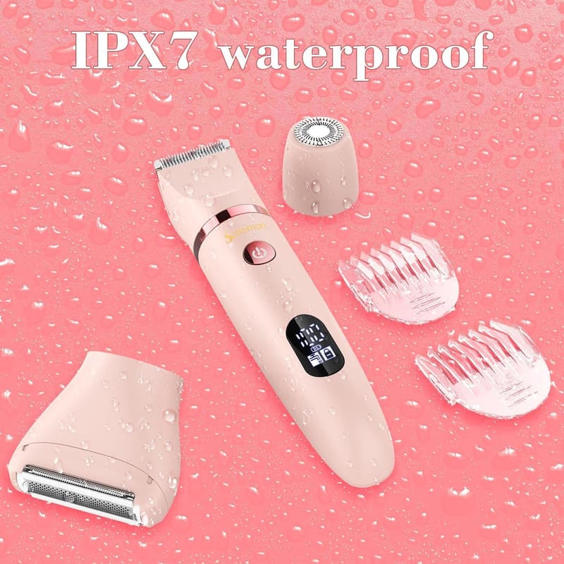 3-in-1 Damenrasierer für Gesicht, Körper & Bikinizone - Wasserdicht, Rosa