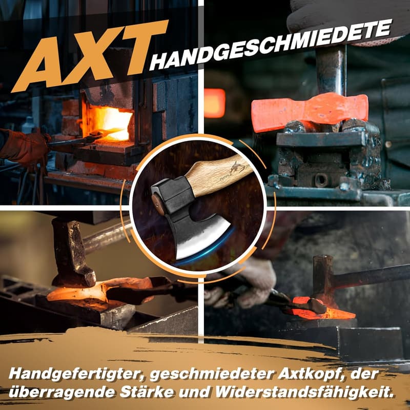 Handgeschmiedete Spaltaxt für Männer – 40 cm, mit Scheide und Holzgriff