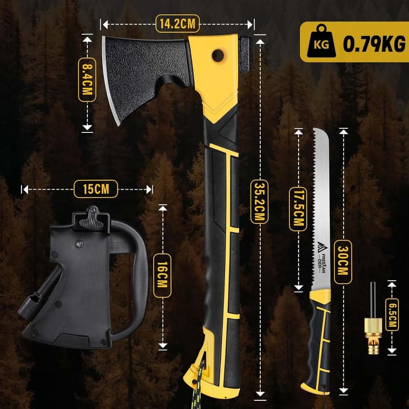 Multifunktionale Survival-Axt mit Säge für Männer – 4Cr13 Stahl