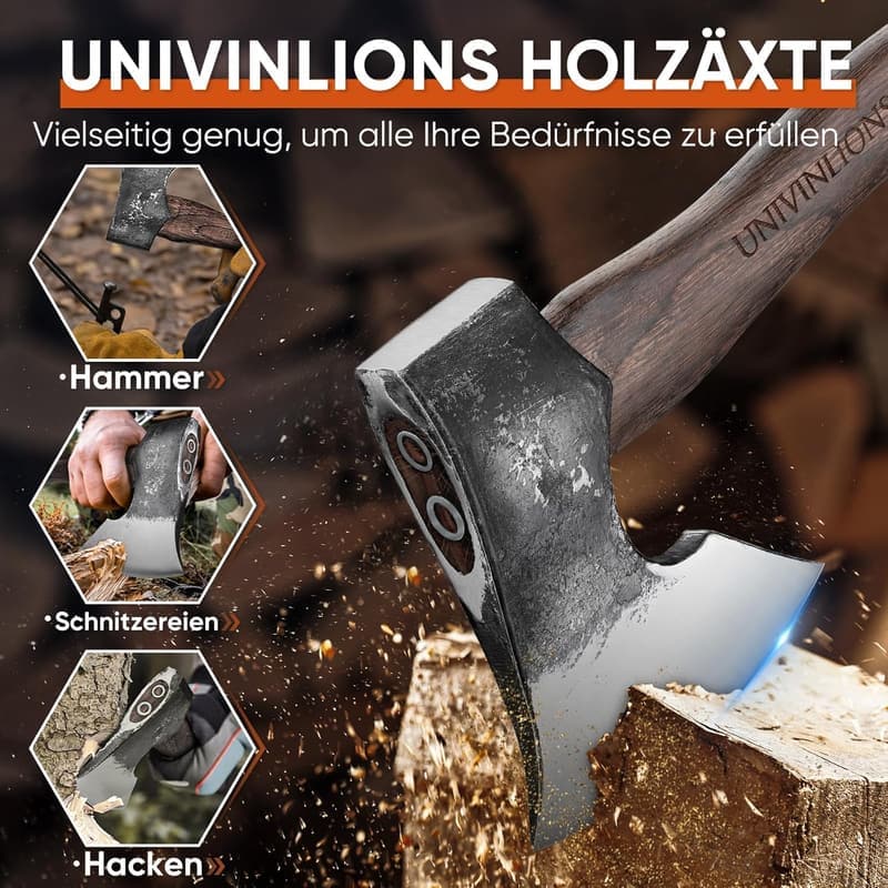 Handgeschmiedete Spaltaxt (27 cm) für Männer - ideal für Camping und Bushcraft