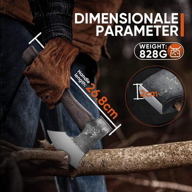 Handgeschmiedete Spaltaxt (27 cm) für Männer - ideal für Camping und Bushcraft
