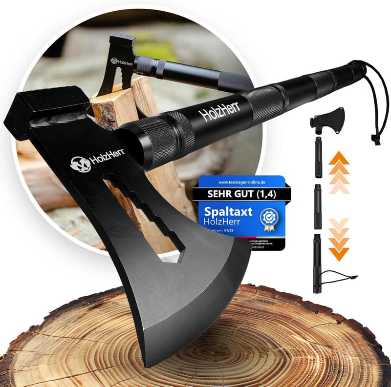 Verlängerbare Holzspaltaxt für Garten und Outdoor mit Edelstahl-Kopf 60 cm