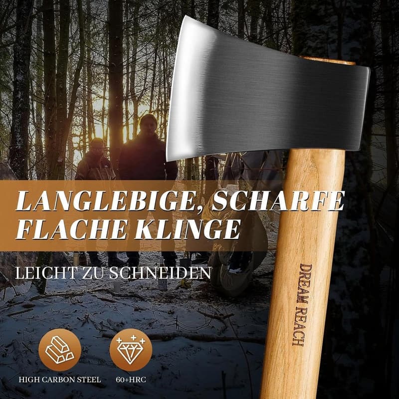 Hochwertige handgeschmiedete Wikinger-Axt mit Lederholster für Outdoor-Abenteuer