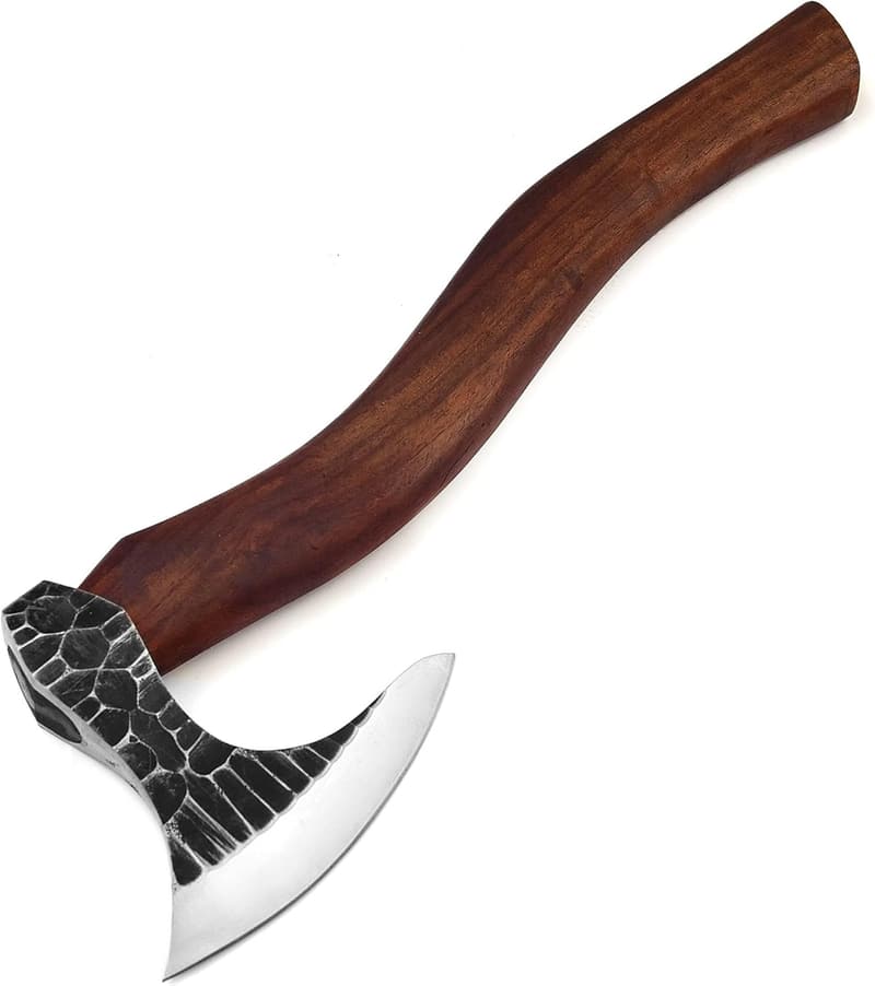 Handgeschmiedete Wikinger Axt aus 1095 Karbonstahl mit Lederscheide