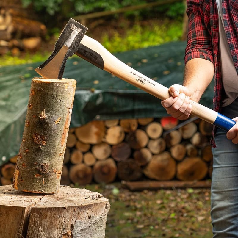 Hickory Holzspaltaxt 2000g mit Gummischutz – Spaltbeil für Brennholz