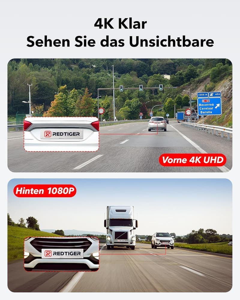 Dashcam für Auto 4K/2,5K mit GPS und Nachtsicht, 32 GB Karte