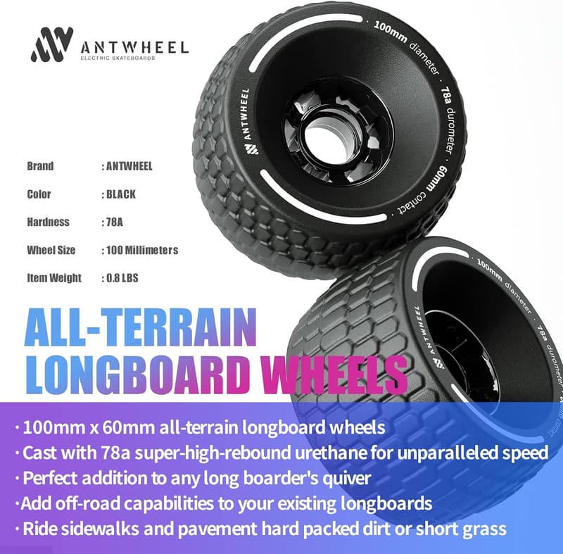 All-Terrain Longboard-Räder 100 mm für Elektro-Skateboards, 78A Urethan