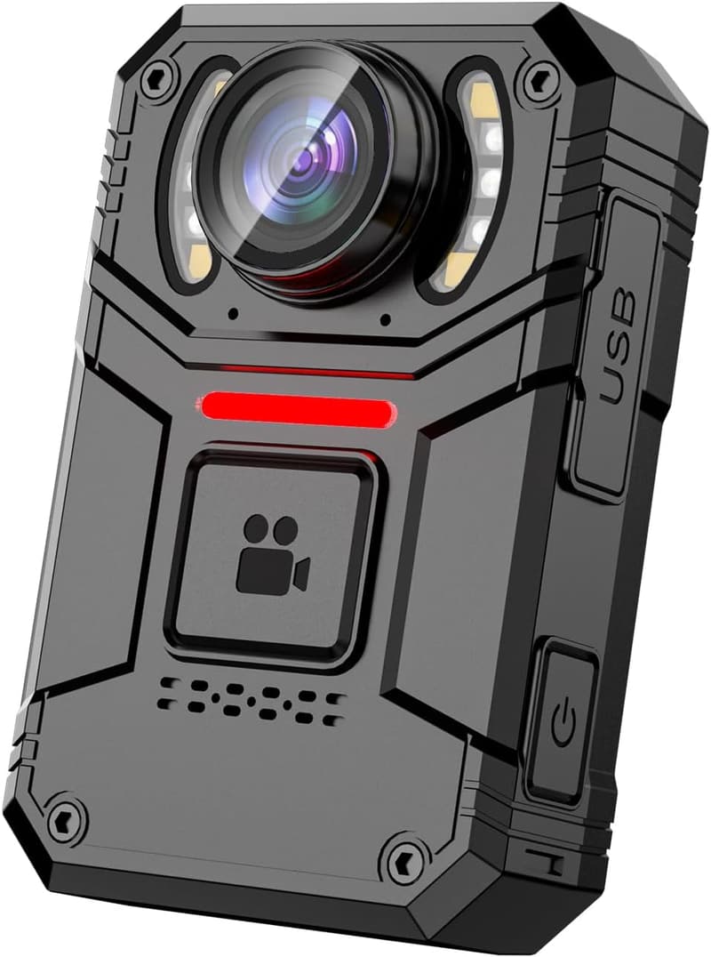 Bodycam 4K für Polizei und Sicherheitsdienste, 64GB, mit SOS-Alarm und Taschenlampe