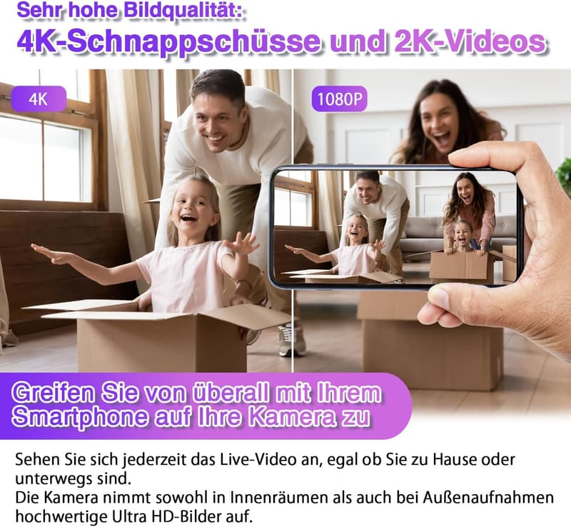 HiKam 4K HD WLAN Kamera mit 800mAh Akku