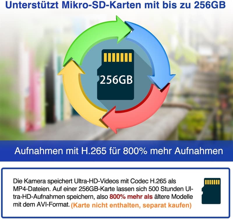 HiKam 4K HD WLAN Kamera mit 800mAh Akku