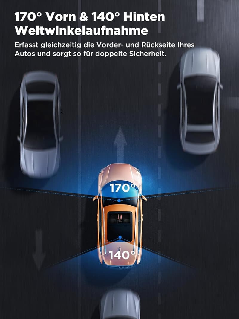 Topabol Dashcam 4K für Autos vorne-hinten mit Nachtsicht und WiFi