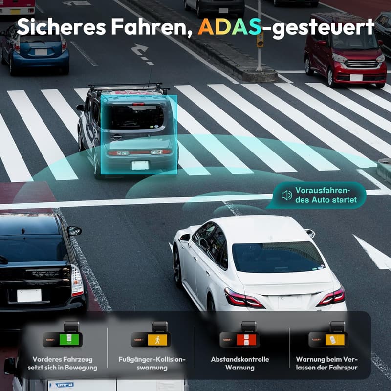 BOTSLAB 4K Dual Dashcam mit GPS und Nachtsicht für Autos