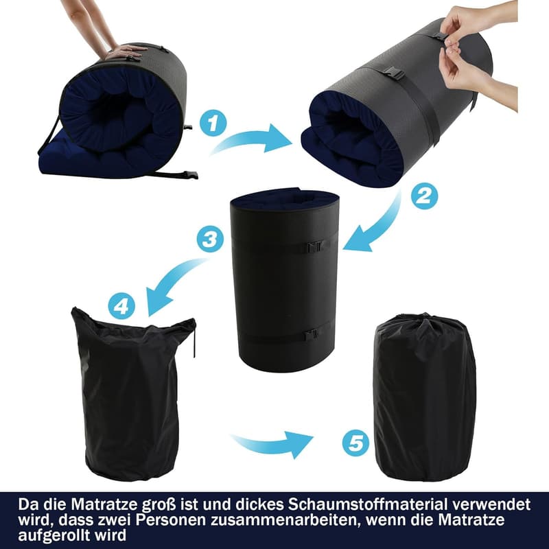 Faltbare Klappmatratze 200x120cm, 10cm dick, ideal für Reisen