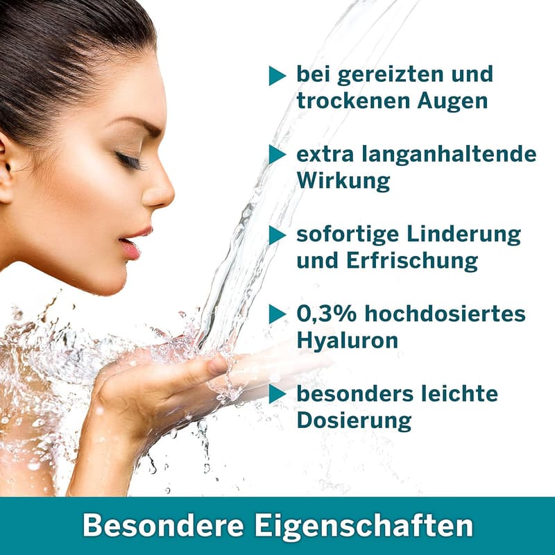 Hyaluron-Augentropfen für trockene Augen - 10ml, speziell für Kontaktlinsen