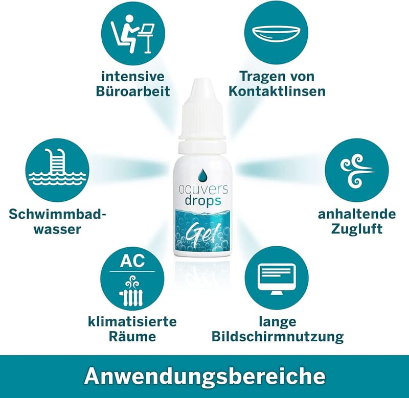 Hyaluron-Augentropfen für trockene Augen - 10ml, speziell für Kontaktlinsen
