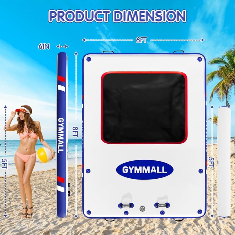 Aufblasbares Schwimmdock für Erwachsene mit Leiter – Rot/Blau, 240 cm