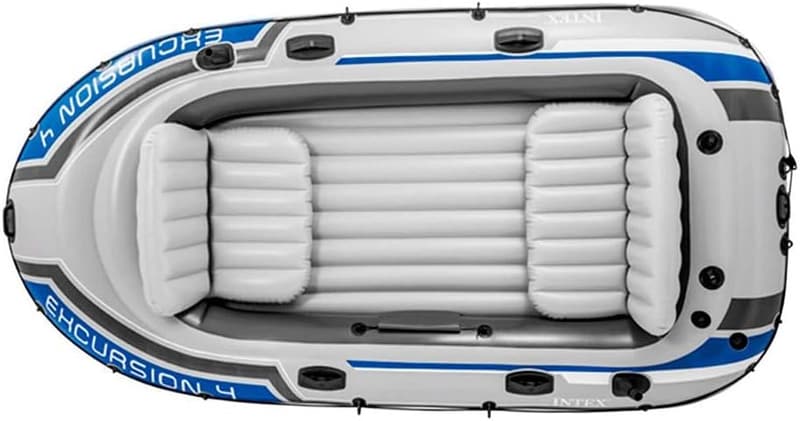 Intex Excursion 4 Schlauchboot Set – 3-teilig, 315 x 165 cm, Grau/Blau